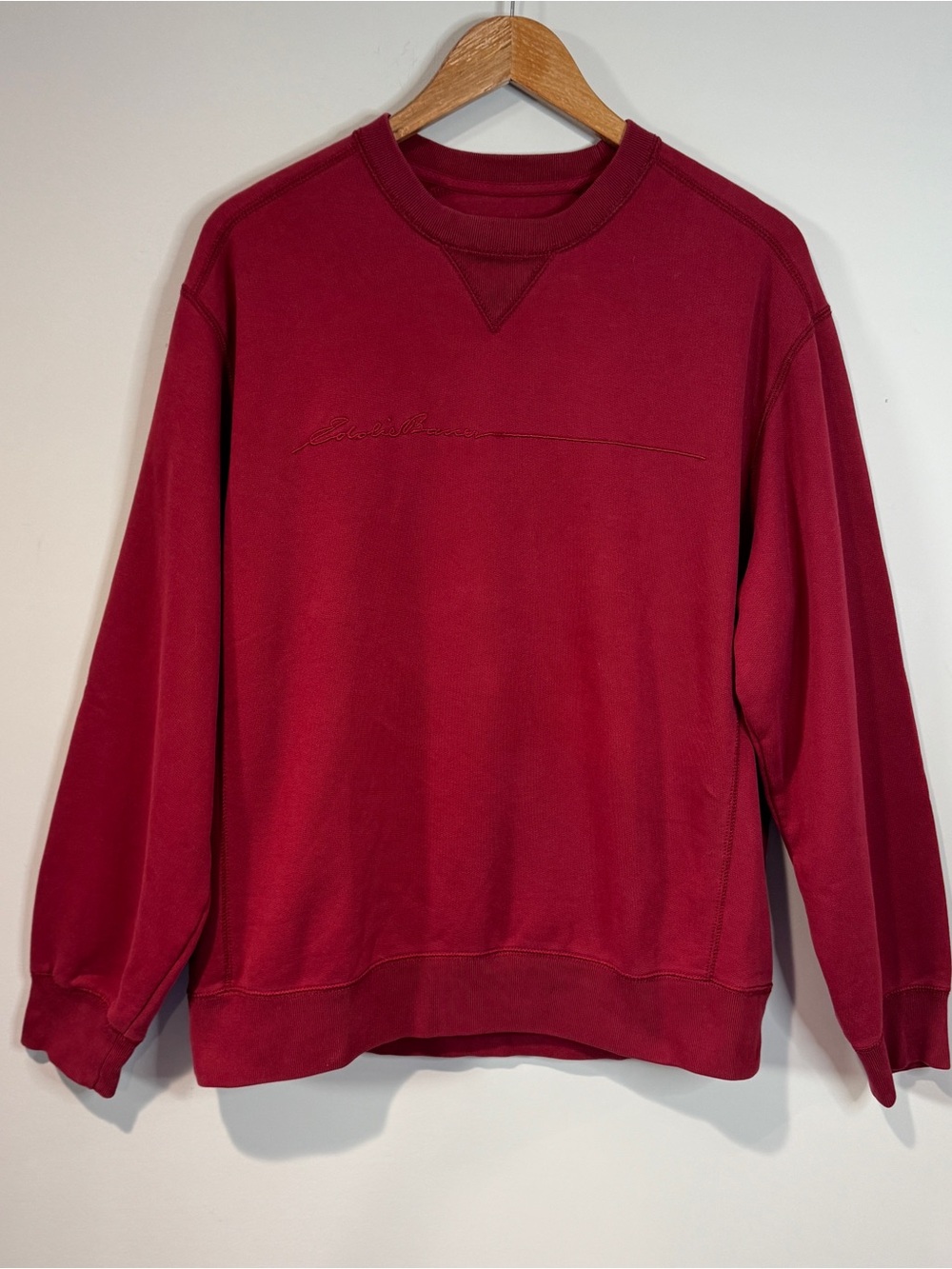 Eddie Bauer Men’s Red Embroidered Logo Crewneck Sweatshirt Heritage Retro Size M